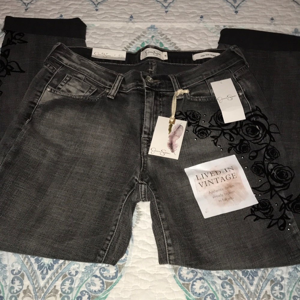 SOLD- NWT Jessica Simpson Black Destructed Jeans - Picture 2 of 8